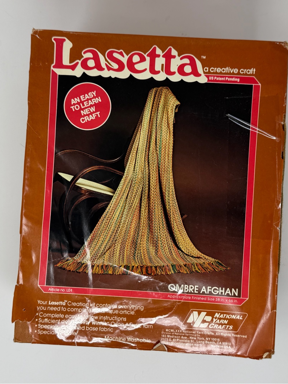 Lasetta Creative Craft Ombre Afghan Crochet Kit rustic boho grandmacore 1980 USA